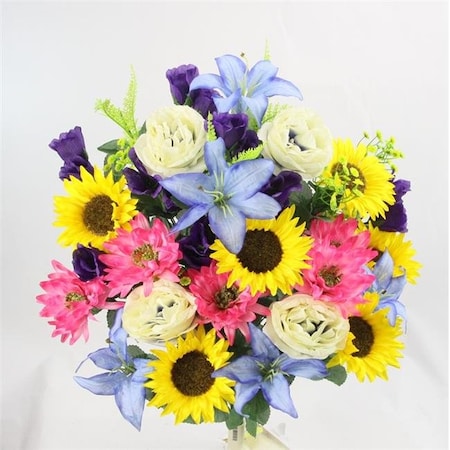 Adlmired By Nature Admired by Nature ABN1B010-YW-PUR-BT 36 Stem Artificial Spring Dahlia & Sunflower Mixed Flower Bush - Yellow; Purple & Beauty ABN1B010-YW-PUR-BT